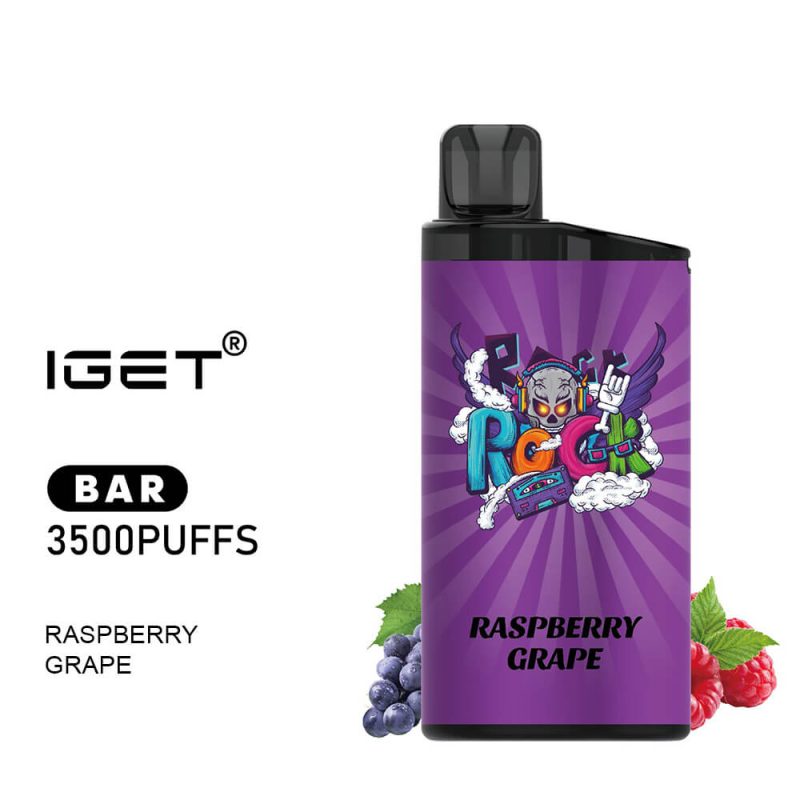 iGET BAR - Raspberry Grape - 3500 Puff - Disposable Vape Australia - The Vape Bar - buy iget vape online