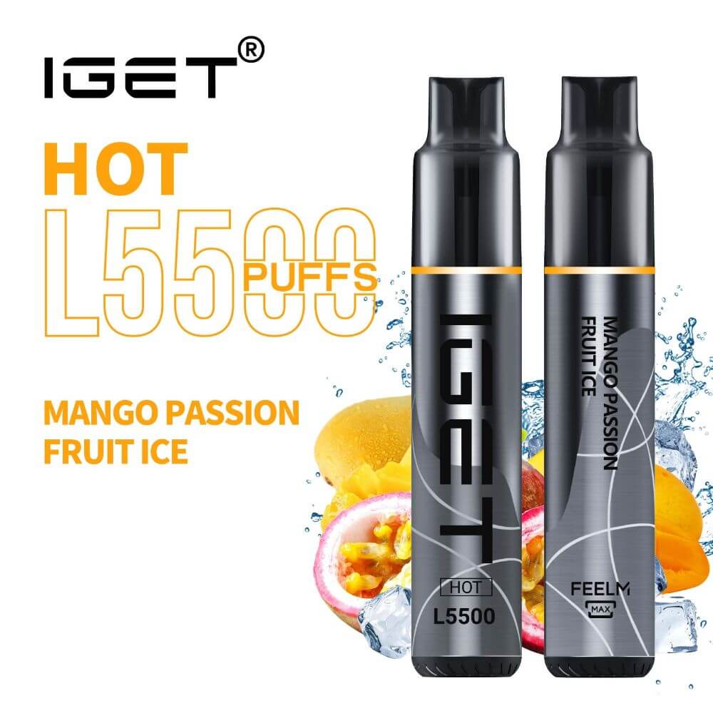 iGET HOT L5500 - Mango Passion Fruit Ice - 5500 Puff - Disposable Vape Australia - The Vape Bar - buy iget vape online